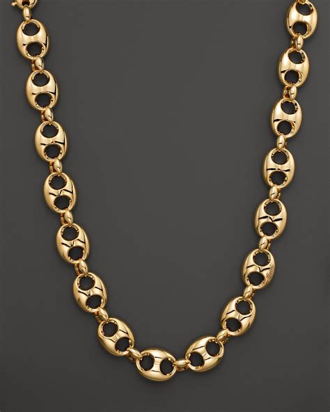 gucci men's gold chain necklaces|Gucci 18k gold barrel necklace.